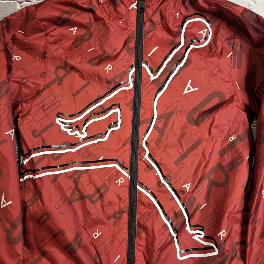 Jordan Jacket Boys Small 8-10 Yrs Red Hooded Windbreaker Full Zip Jumpman